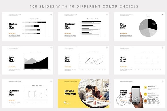 100多页创意圆形组合商务PPT模板40种配色文件 - 顶尖PPT