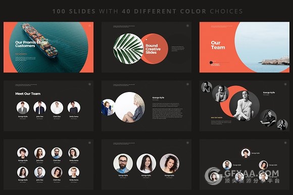 100多页创意圆形组合商务PPT模板40种配色文件 - 顶尖PPT