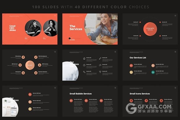 100多页创意圆形组合商务PPT模板40种配色文件 - 顶尖PPT