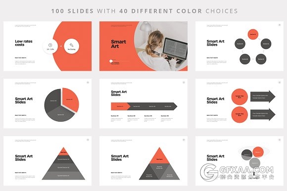 100多页创意圆形组合商务PPT模板40种配色文件 - 顶尖PPT