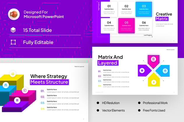 矩阵和分层信息图形keynote模板 - 顶尖PPT