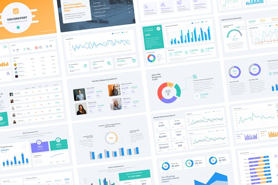 社交媒体报告网络数据分析PPT模板 - 顶尖PPT