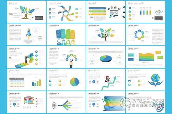 60多页商务卡通逻辑图形图表通用PPT模板 - 顶尖PPT