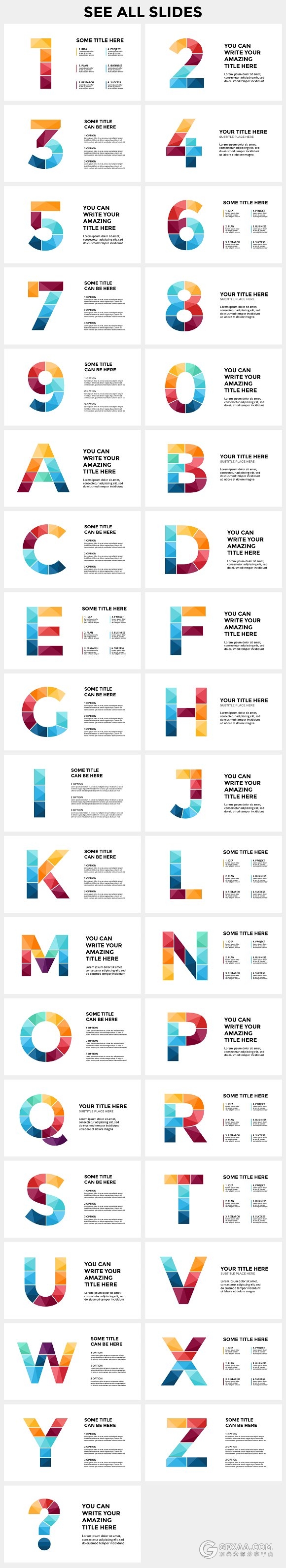 24个英文字母数字设计 - 顶尖PPT