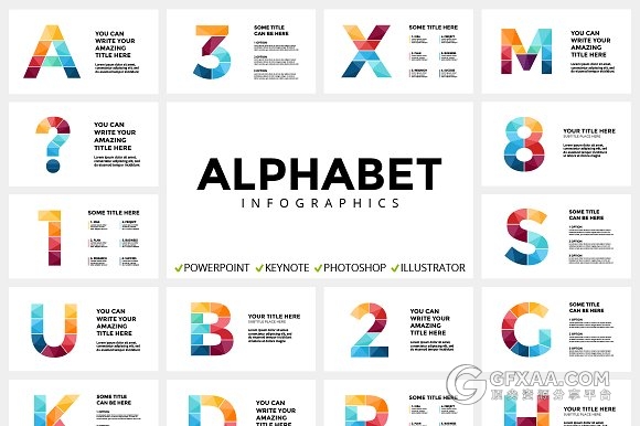 24个英文字母数字设计 - 顶尖PPT