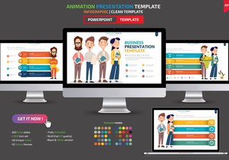 彩色卡通人物插画商务图形世界中国地图PPT模板 - 顶尖PPT