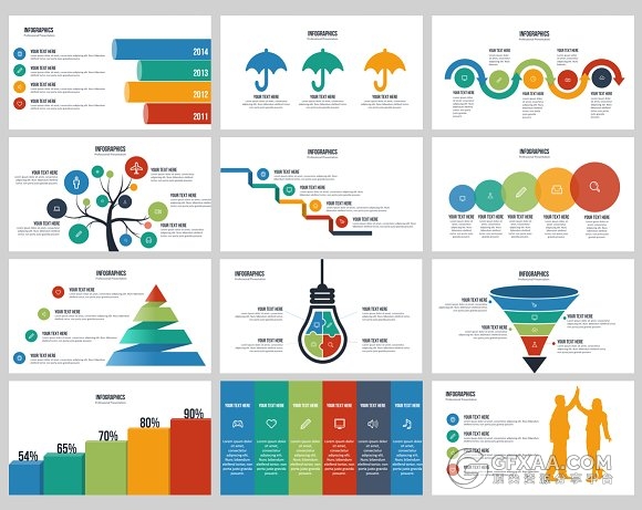 70多页简约商务风格PPT模板50种配色方案 - 顶尖PPT