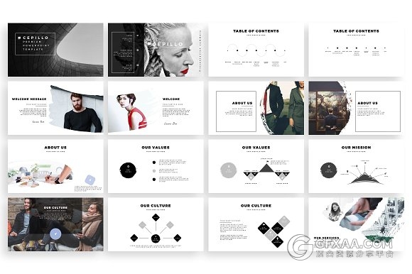 200多页简约杂志风格PPT模板 - 顶尖PPT