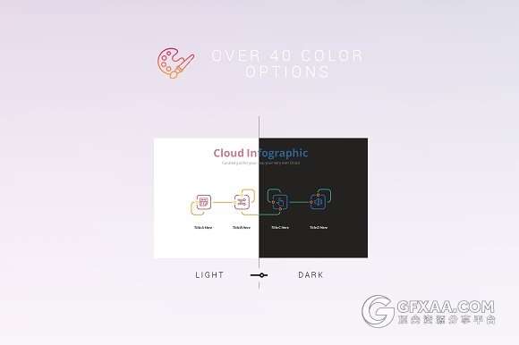 云信息流程图逻辑图表PPT模板 - 顶尖PPT