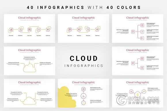 云信息流程图逻辑图表PPT模板 - 顶尖PPT