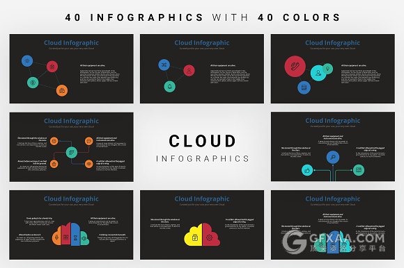 云信息流程图逻辑图表PPT模板 - 顶尖PPT