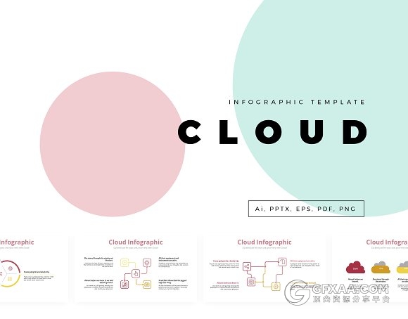 云信息流程图逻辑图表PPT模板 - 顶尖PPT