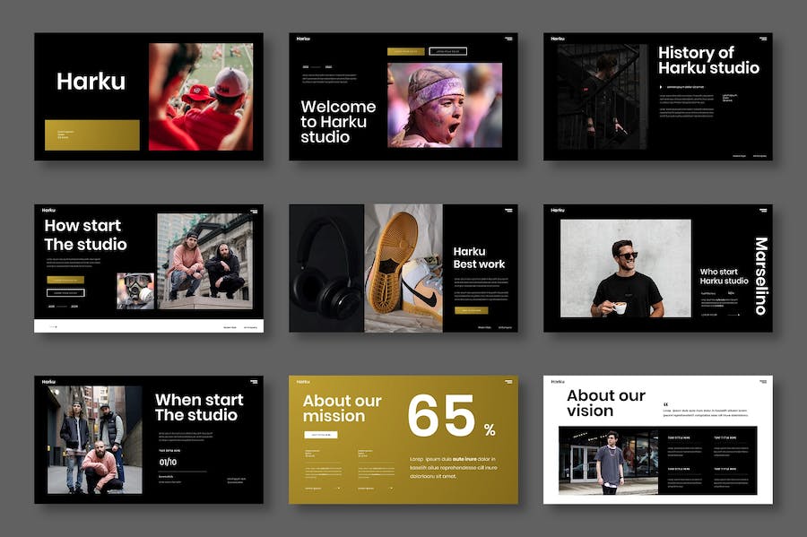 深色图片网格商务宣传Keynote模板 - 顶尖PPT