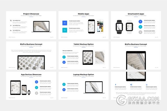105页蓝色图形设计顶尖商务PPT模板 - 顶尖PPT