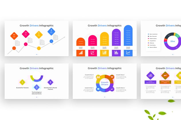 彩色创意数据增长信息图形PPT模板 - 顶尖PPT