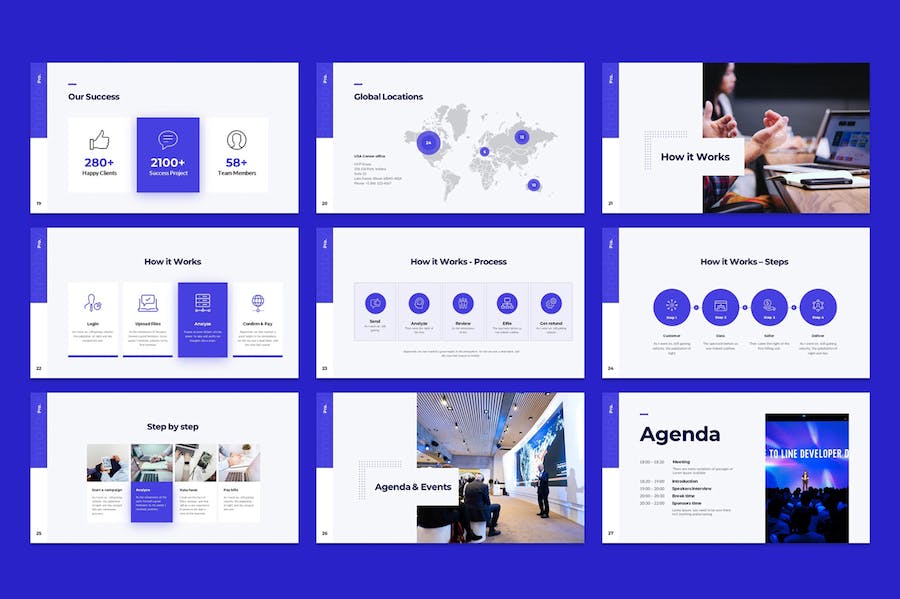 扁平化高端商务商业风格PPT模板 - 顶尖PPT