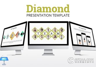 创意菱形格子商务团队介绍通用PPT模板 - 顶尖PPT