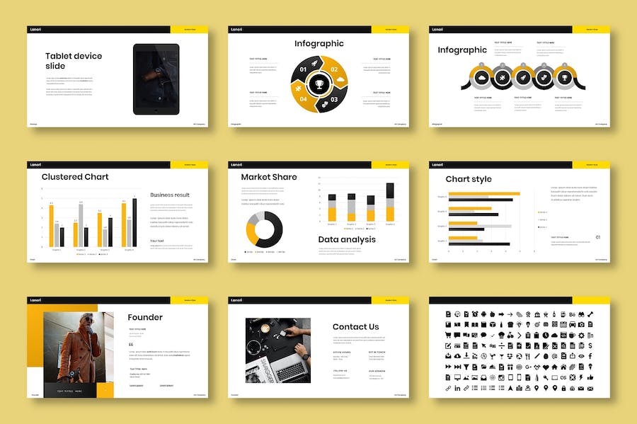 黄色主题商务企业产品服务展示PPT模板 - 顶尖PPT