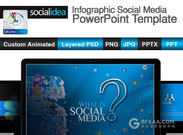 社交软件统计互联网公司多用途PPT模板 - 顶尖PPT