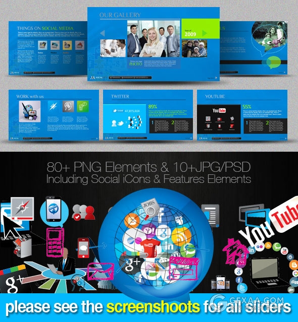 社交软件统计互联网公司多用途PPT模板 - 顶尖PPT