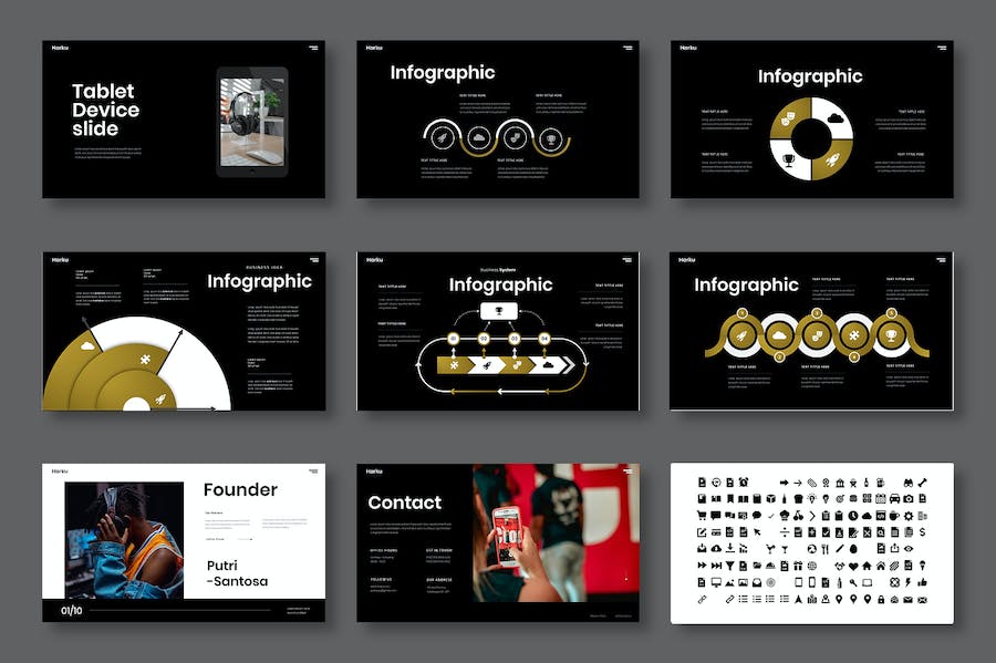 深色图片网格商务宣传Keynote模板 - 顶尖PPT