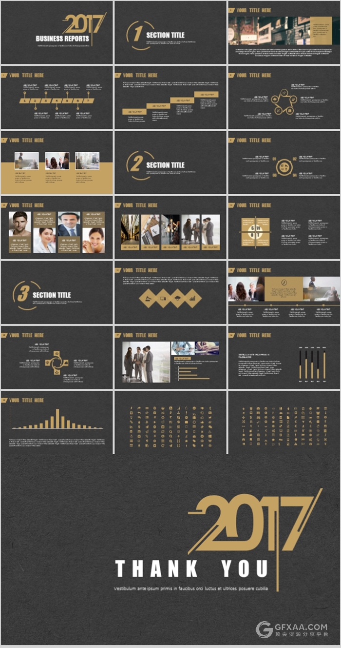 黑金企业年终总结汇报PPT模板 - 顶尖PPT