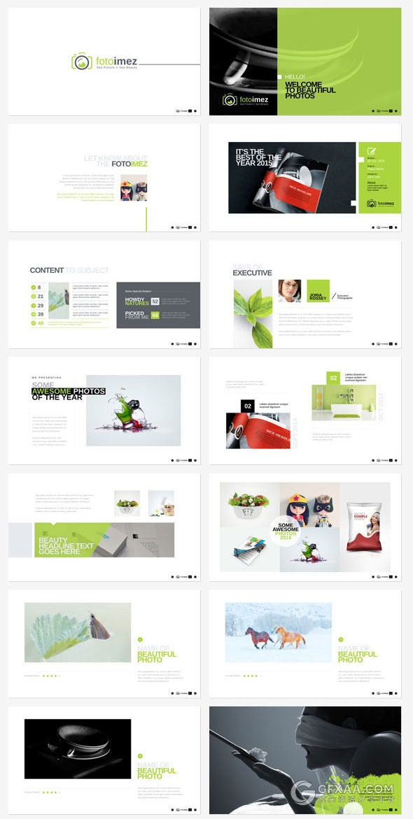 7种配色60多页摄影照片展示PPT模板 - 顶尖PPT