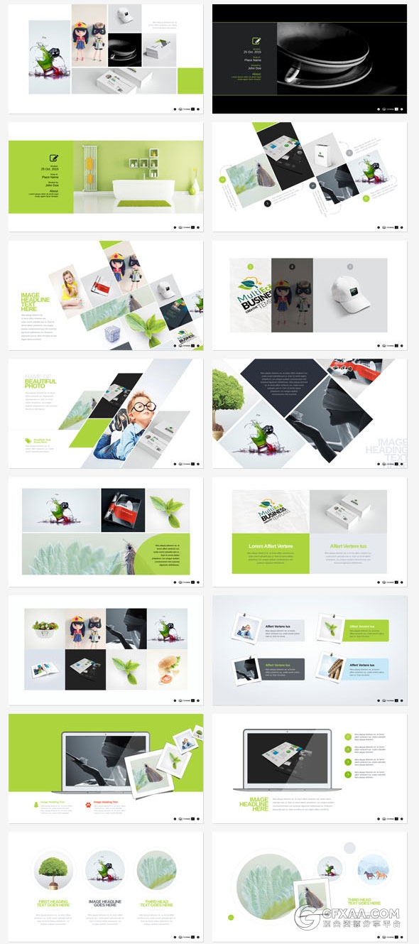 7种配色60多页摄影照片展示PPT模板 - 顶尖PPT