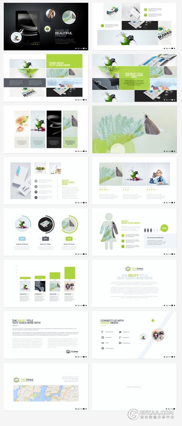 7种配色60多页摄影照片展示PPT模板 - 顶尖PPT