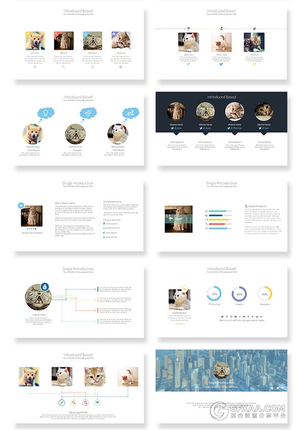 75页摄影照片展示PPT模板7种配色主题 - 顶尖PPT