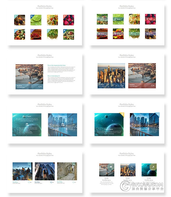 75页摄影照片展示PPT模板7种配色主题 - 顶尖PPT