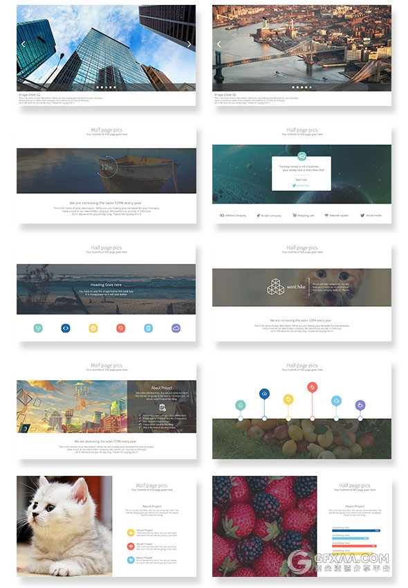 75页摄影照片展示PPT模板7种配色主题 - 顶尖PPT