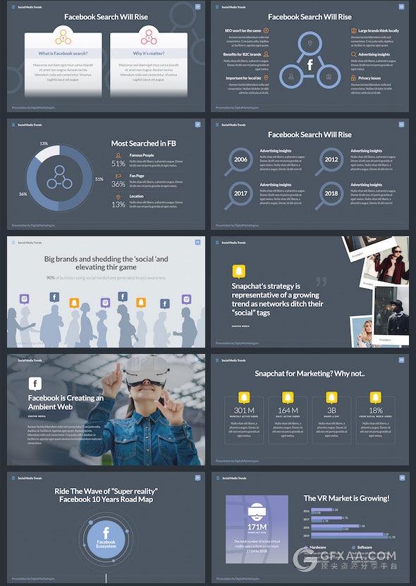 精美设计社交媒体趋势主题keynote模板 - 顶尖PPT