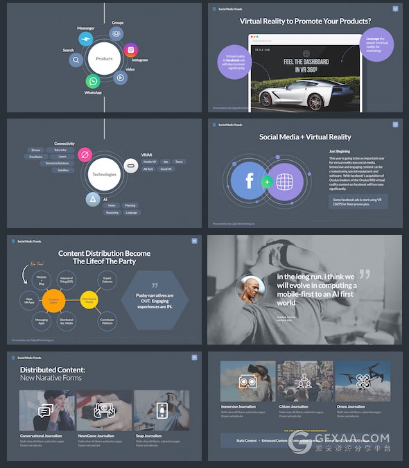 精美设计社交媒体趋势主题keynote模板 - 顶尖PPT