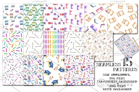 52张水彩卡通PNG教育教学工具图片 - 顶尖PPT