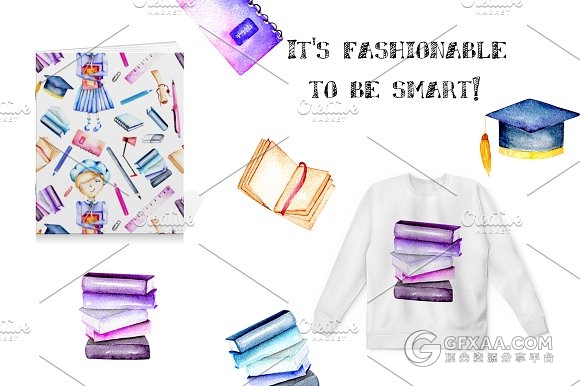 52张水彩卡通PNG教育教学工具图片 - 顶尖PPT