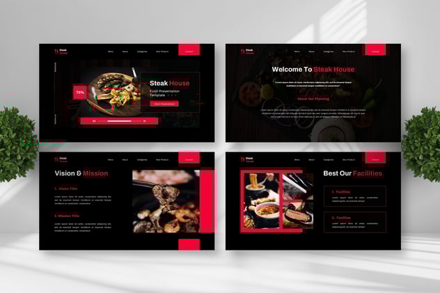 牛排馆美食主题keynote模板 - 顶尖PPT