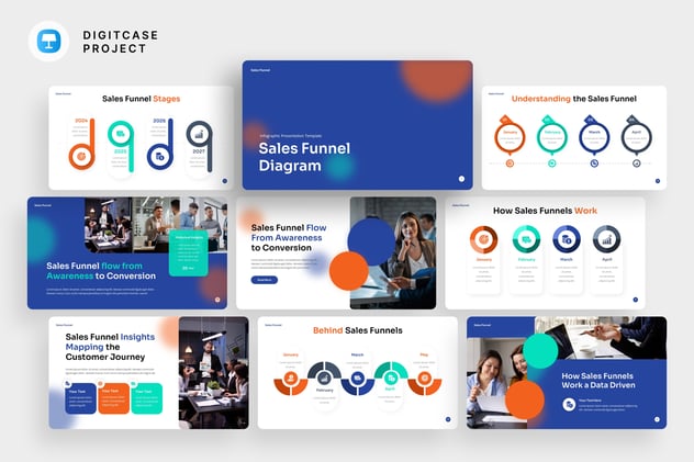 彩色销售漏斗图形keynote模板 - 顶尖PPT