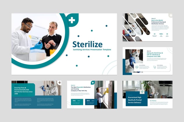 医疗消毒服务预防病毒PPT模板 - 顶尖PPT