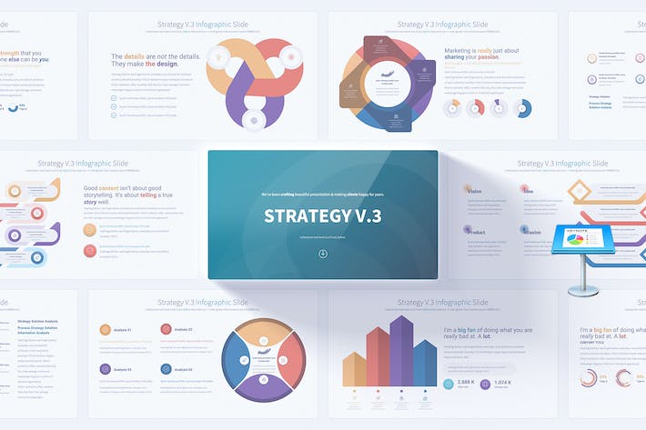 彩色圆形信息图形战略图形keynote模板 - 顶尖PPT