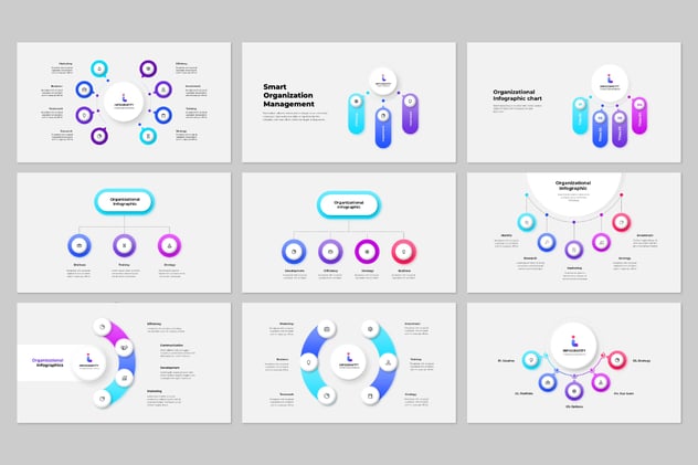 彩色流程图组织架构图形keynote动画模板 - 顶尖PPT