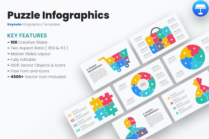 拼图式知识结构展示Keynote模板 - 顶尖PPT