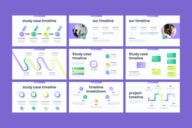 科研项目研究案例全阶段时间线图形PPT模板 - 顶尖PPT