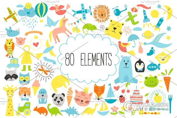 卡通英文字母小动物PNG图片素材 - 顶尖PPT