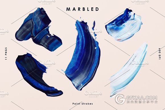10张蓝色油漆泼墨效果PNG图片素材 - 顶尖PPT