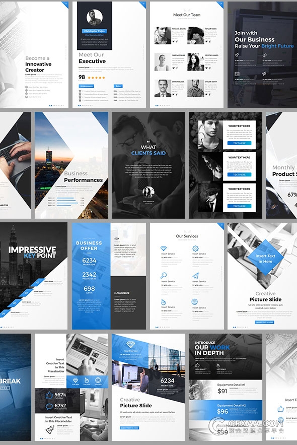 88页10种配色欧美商务通用PPT模板 - 顶尖PPT