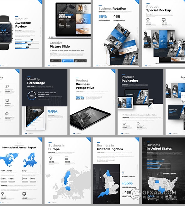 88页10种配色欧美商务通用PPT模板 - 顶尖PPT