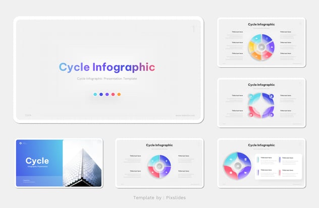渐变色微立体圆形图形Keynote模板 - 顶尖PPT