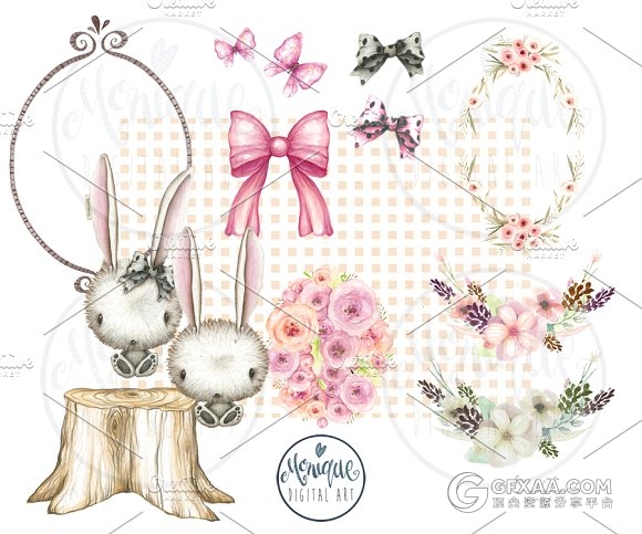 卡通手绘兔子女孩头饰发卡PNG素材 - 顶尖PPT