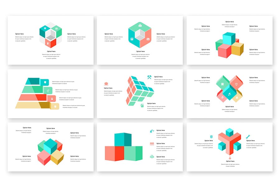 彩色立体聚合信息图形国外keynote模板 - 顶尖PPT